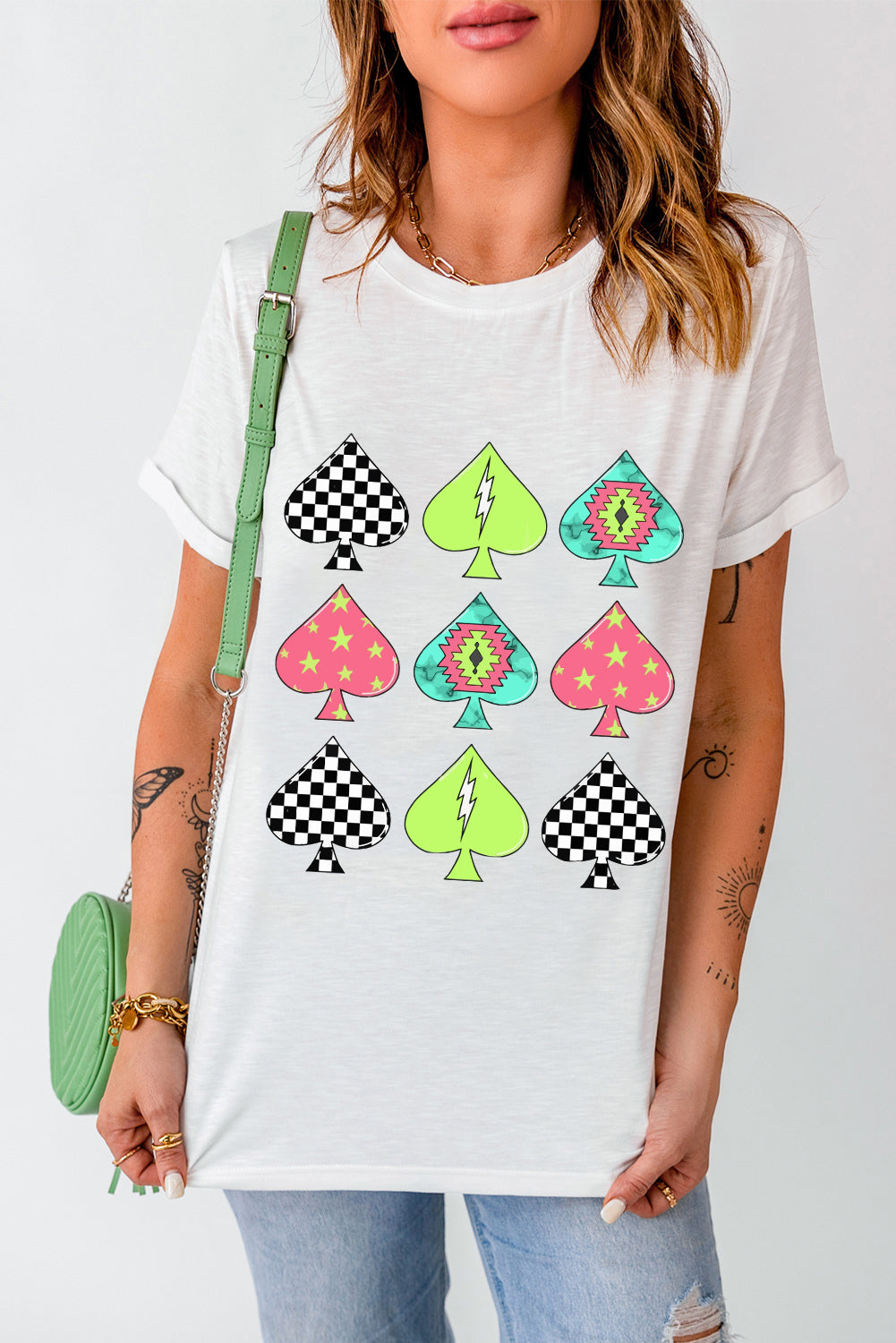 Graphic Round Neck Short Sleeve T-Shirt - Charming Charlie