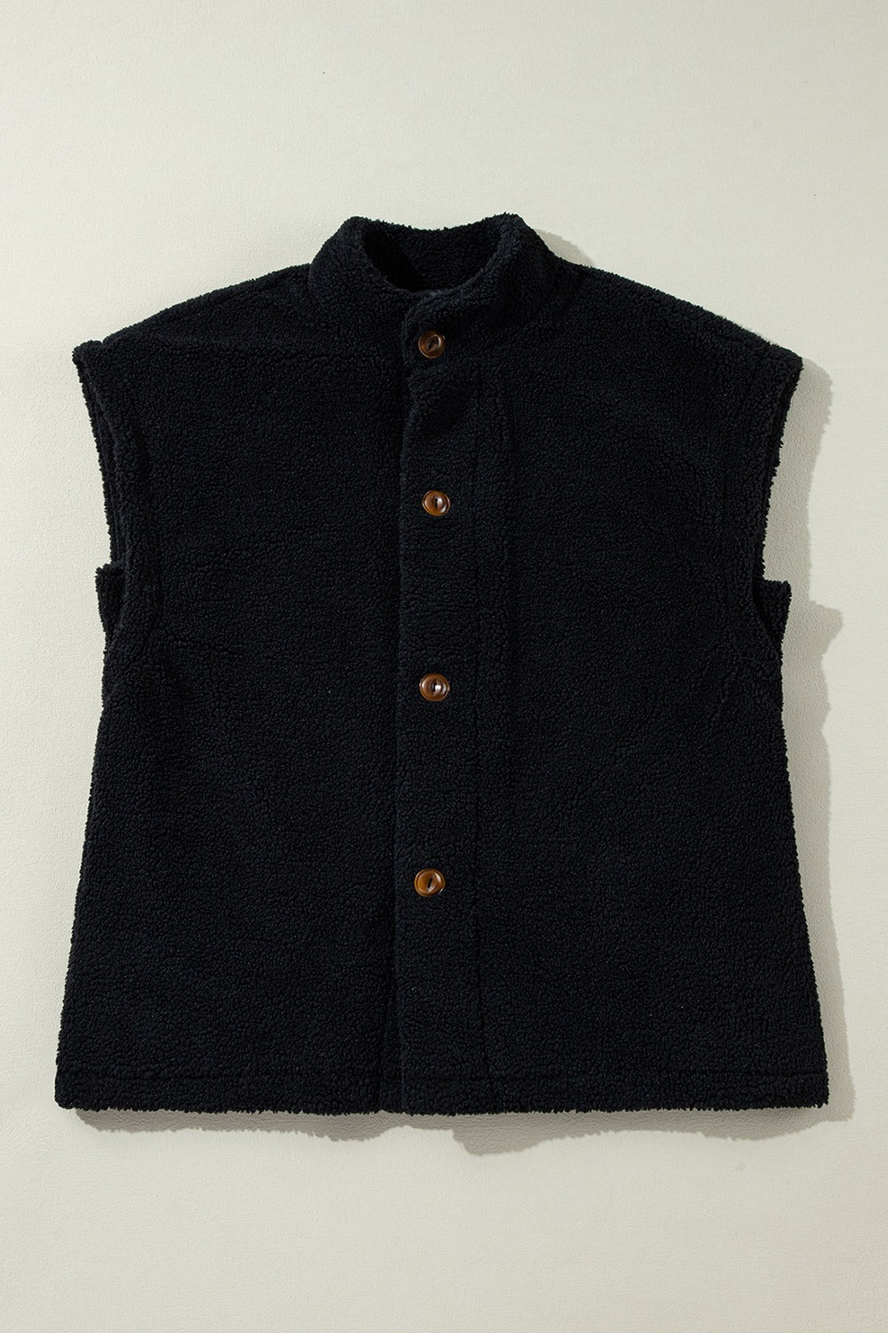 Fuzzy Mock Neck Button Up Vest Coat - Charming Charlie