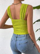 Textured Square Neck Wide Strap Tank - Charming Charlie