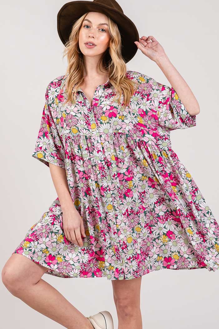 SAGE + FIG Floral Button Down Mini Shirt Dress – Charming Charlie