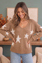 Reach For The Stars V Neck Sweater - Charming Charlie