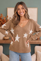 Reach For The Stars V Neck Sweater - Charming Charlie