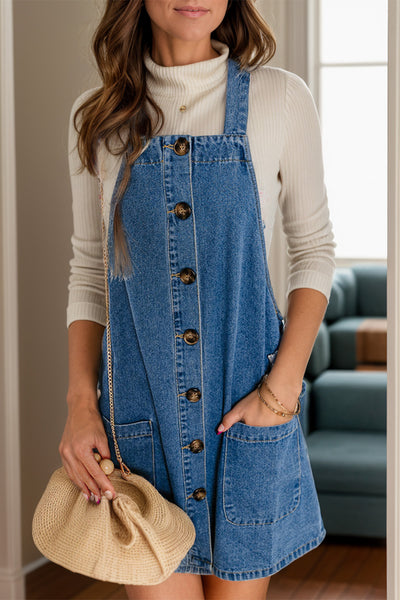 denim overall dress womens Square Neck Wide Strap Denim Overall Dress – Charming Charlie