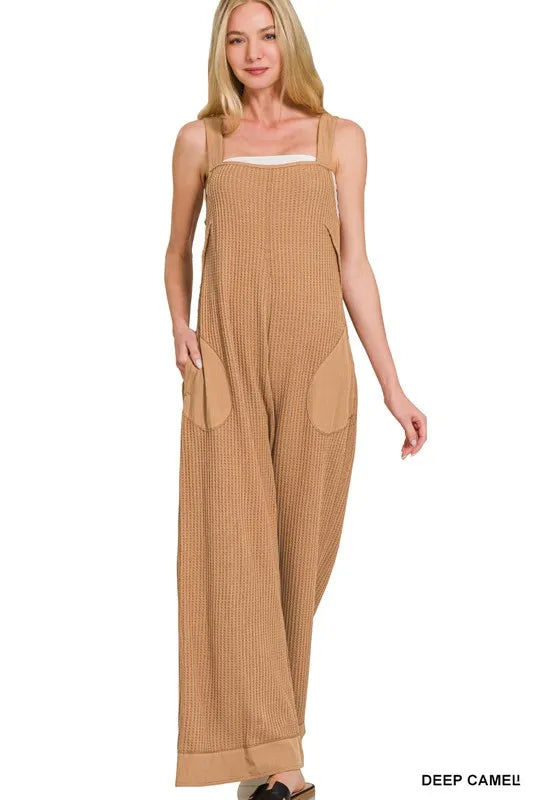 Zenana Knit Waffle Wide Leg Overalls – Charming Charlie
