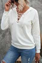 Lace Up Long Sleeve Hoodie - Charming Charlie