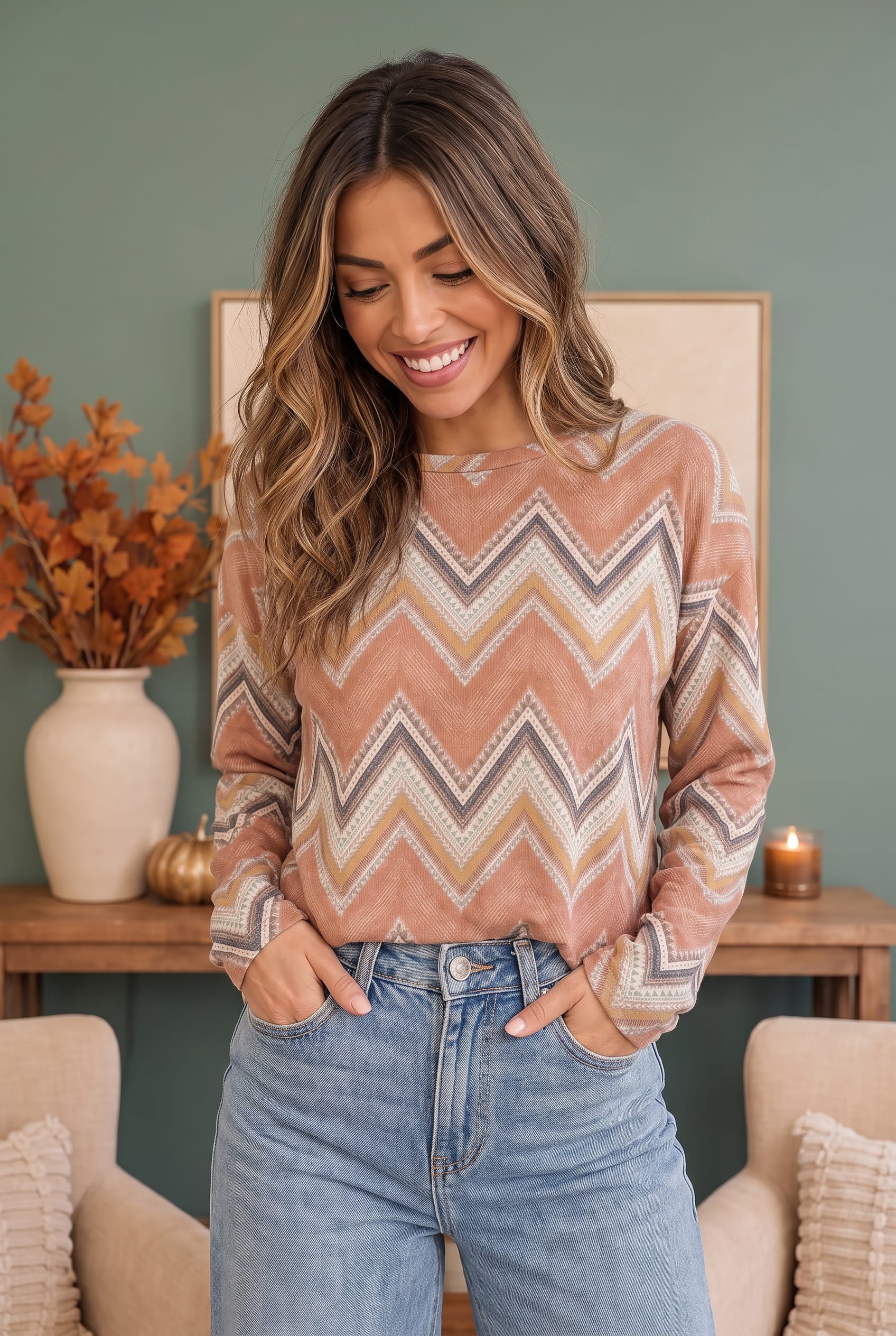 Chevron Dreams Long Sleeve Top - Charming Charlie