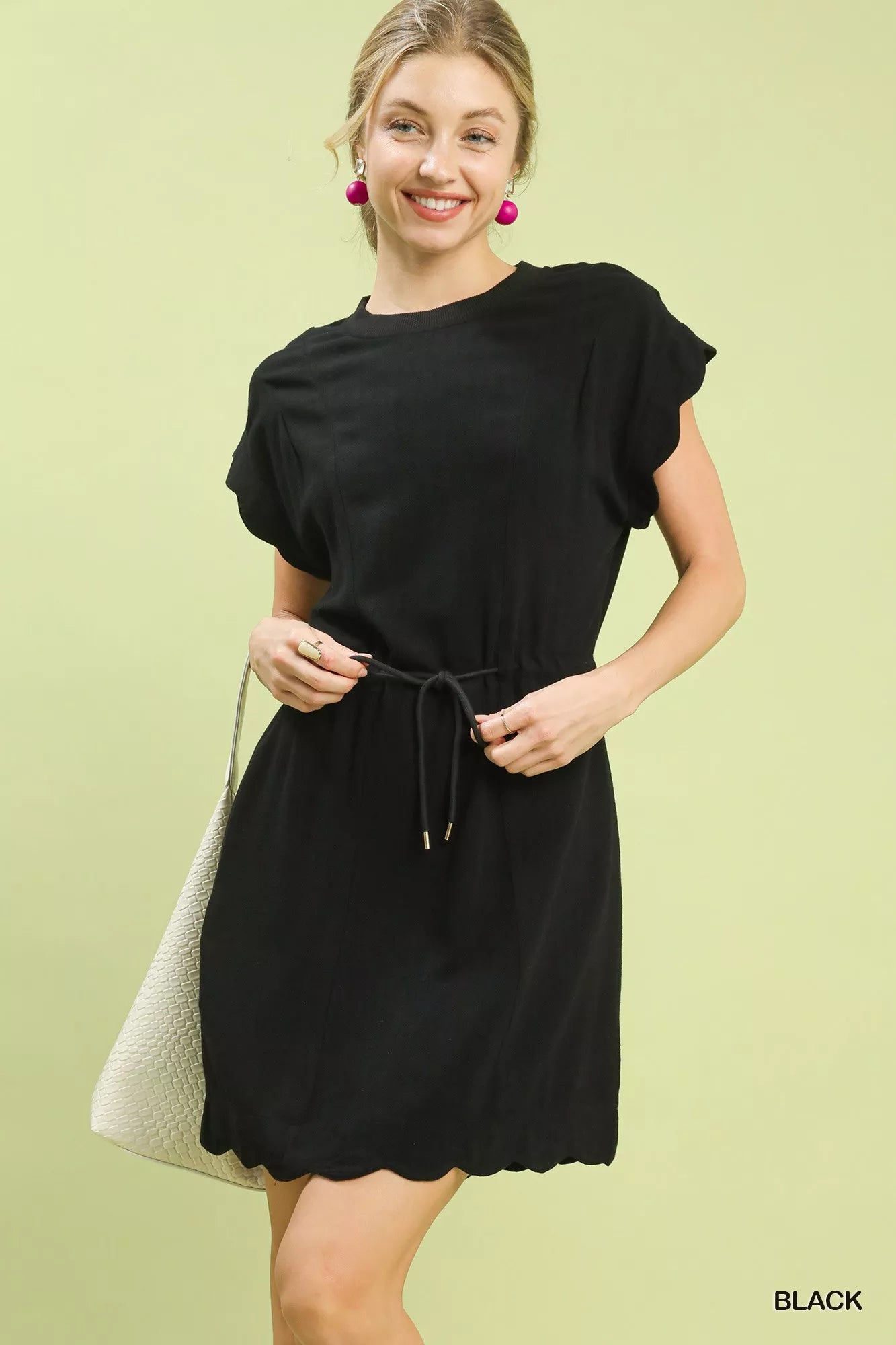 Umgee Linen Blend Scallop Hem Mini Dress  Charming Charlie