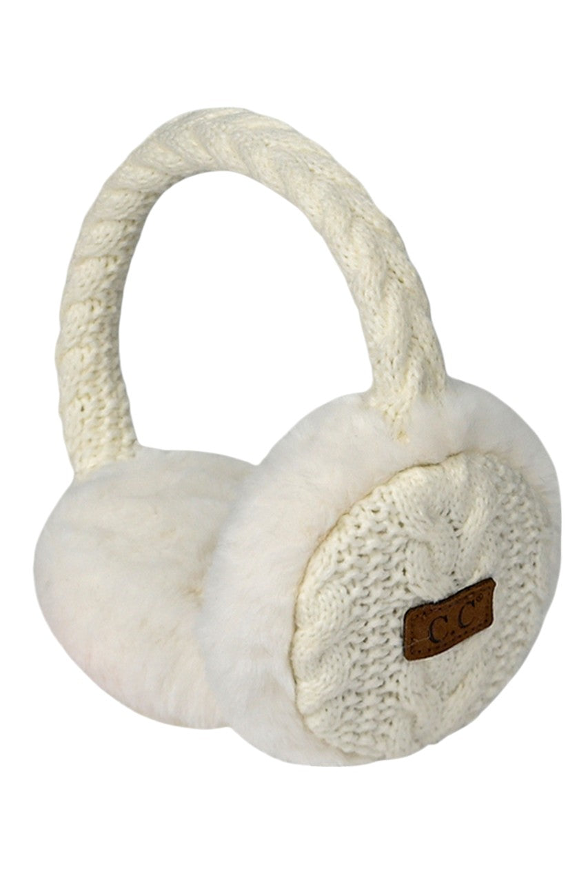 C.C Cable Knit Faux Fur Earmuff - Charming Charlie