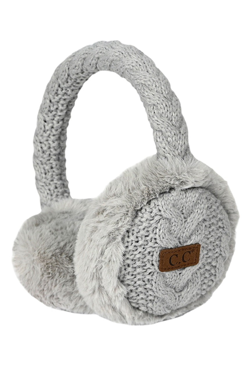C.C Cable Knit Faux Fur Earmuff - Charming Charlie