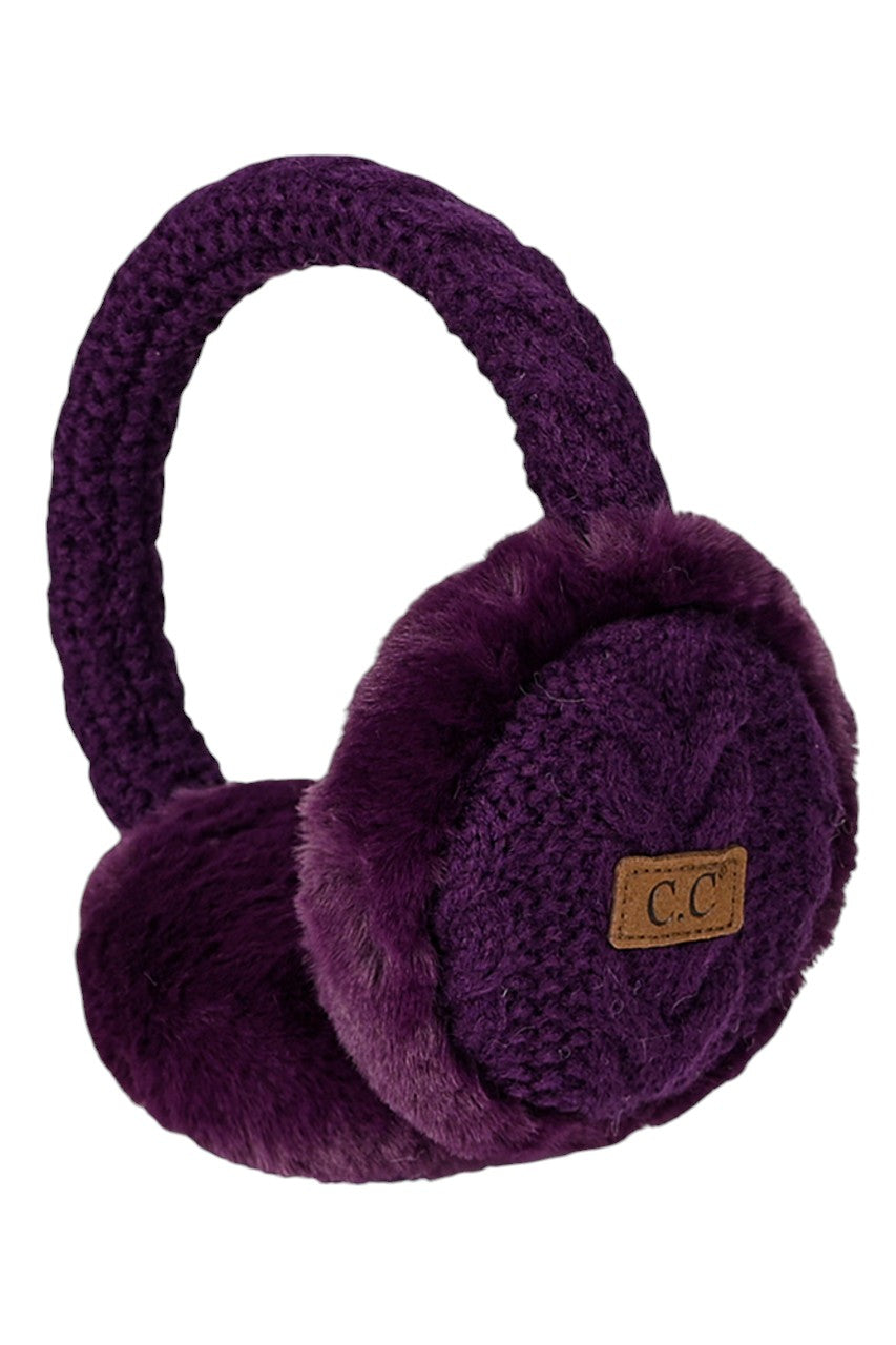 C.C Cable Knit Faux Fur Earmuff - Charming Charlie