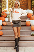 BOO Round Neck Long Sleeve Sweater - Charming Charlie