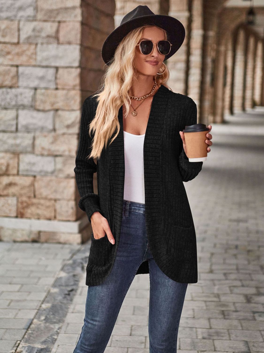 Open Front Cardigan with Pockets – Charming Charlie