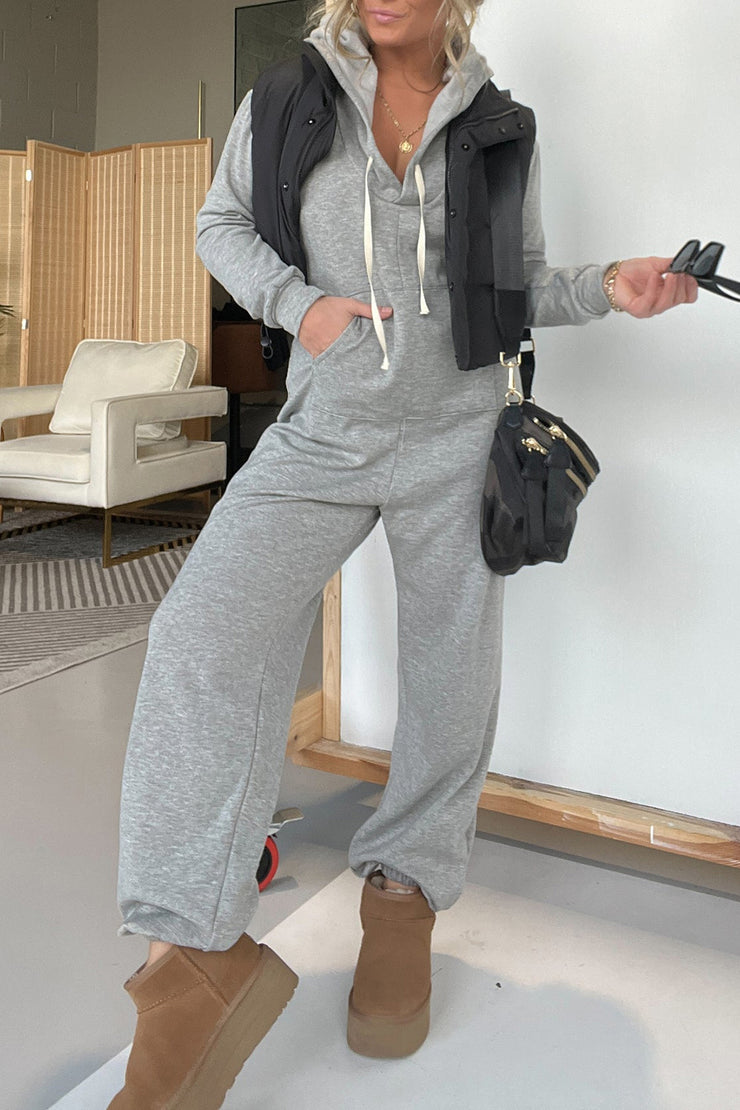 Premium Full Size Drawstring Long Sleeve Jumpsuit