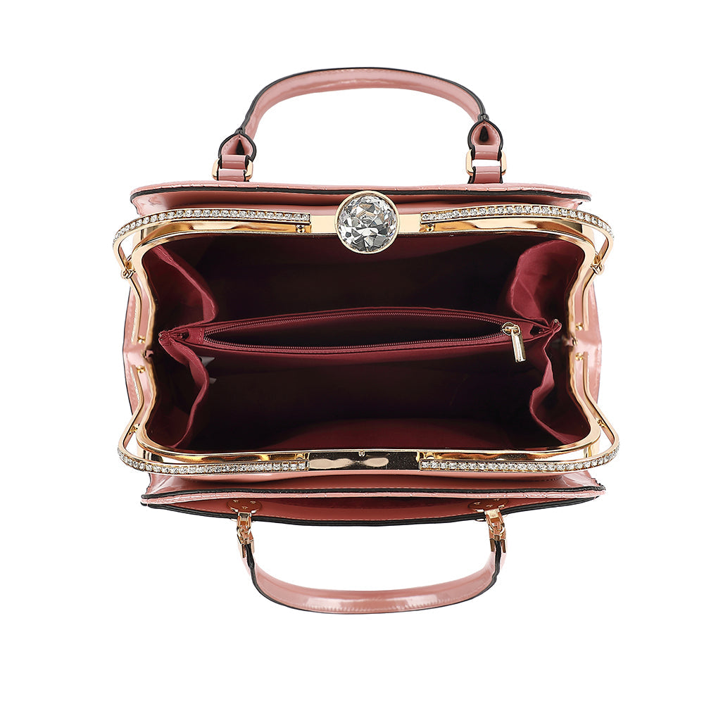 Croco Patent Leather Frame Satchel - Charming Charlie