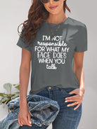 Letter Graphic Round Neck Short Sleeve T-Shirt - Charming Charlie