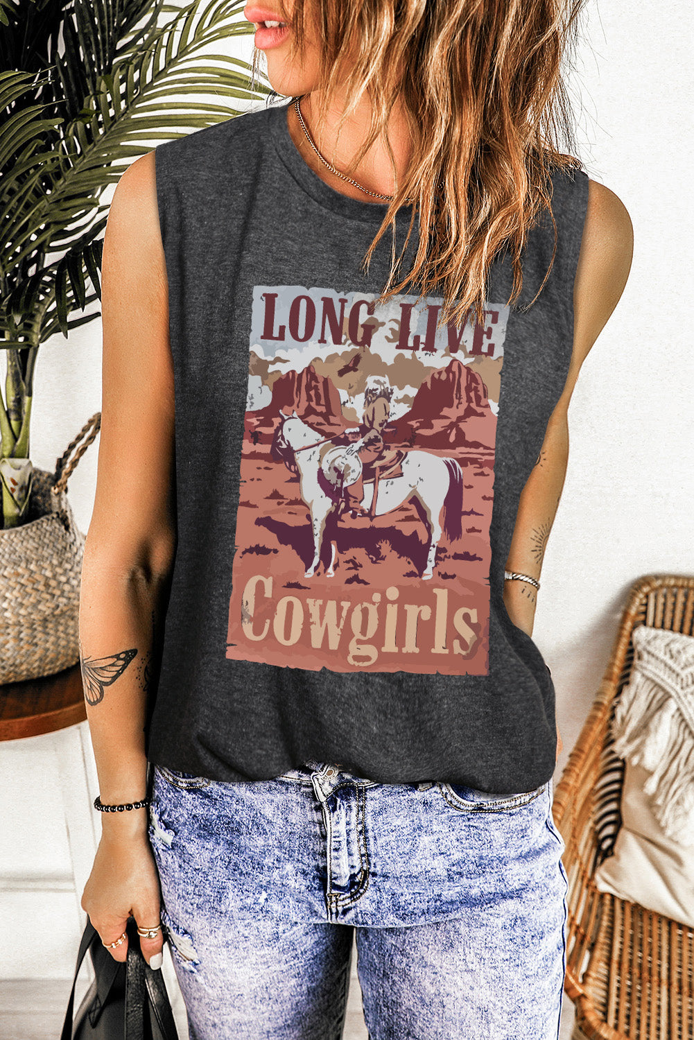Graphic Round Neck Tank - Charming Charlie