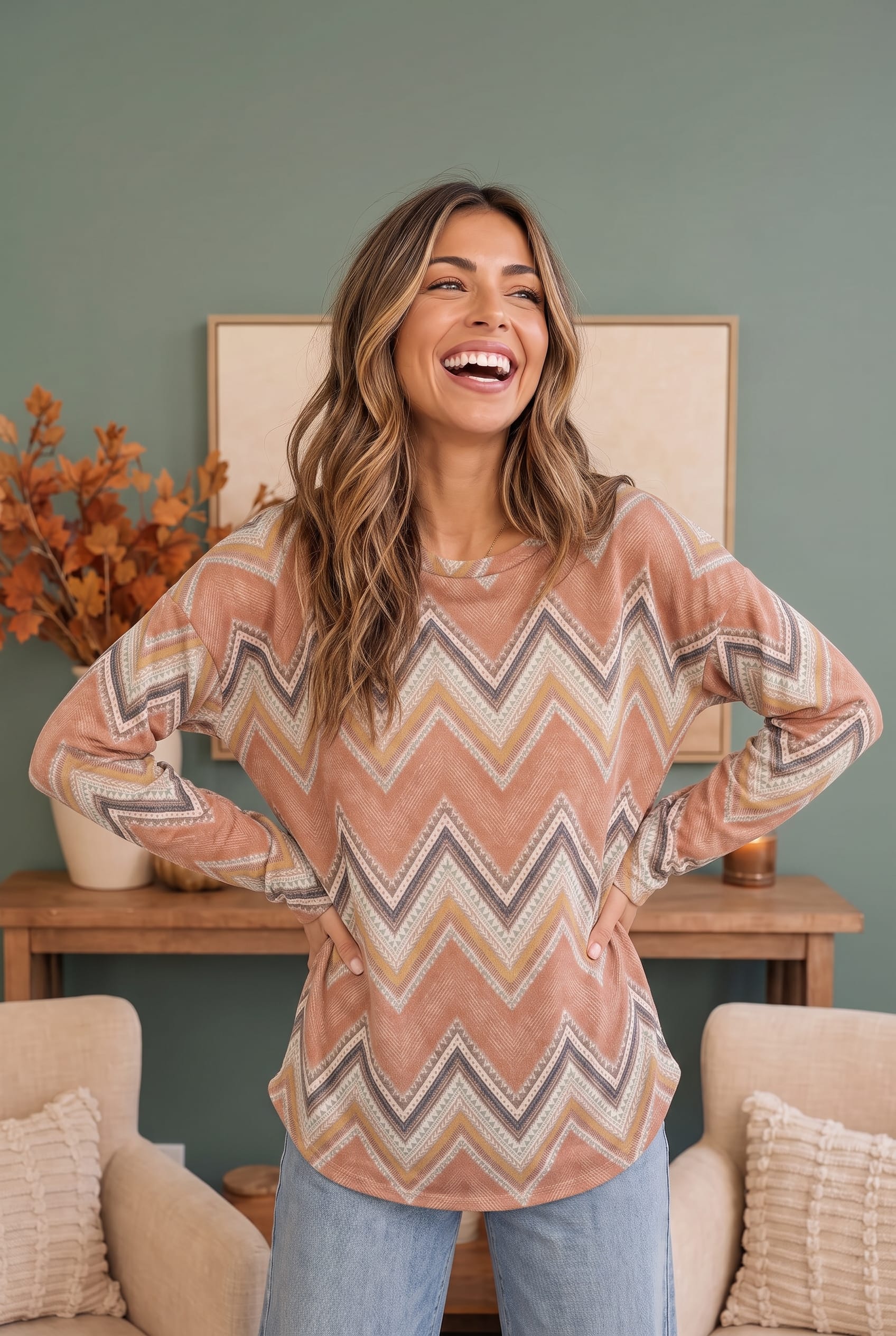 Chevron Dreams Long Sleeve Top - Charming Charlie