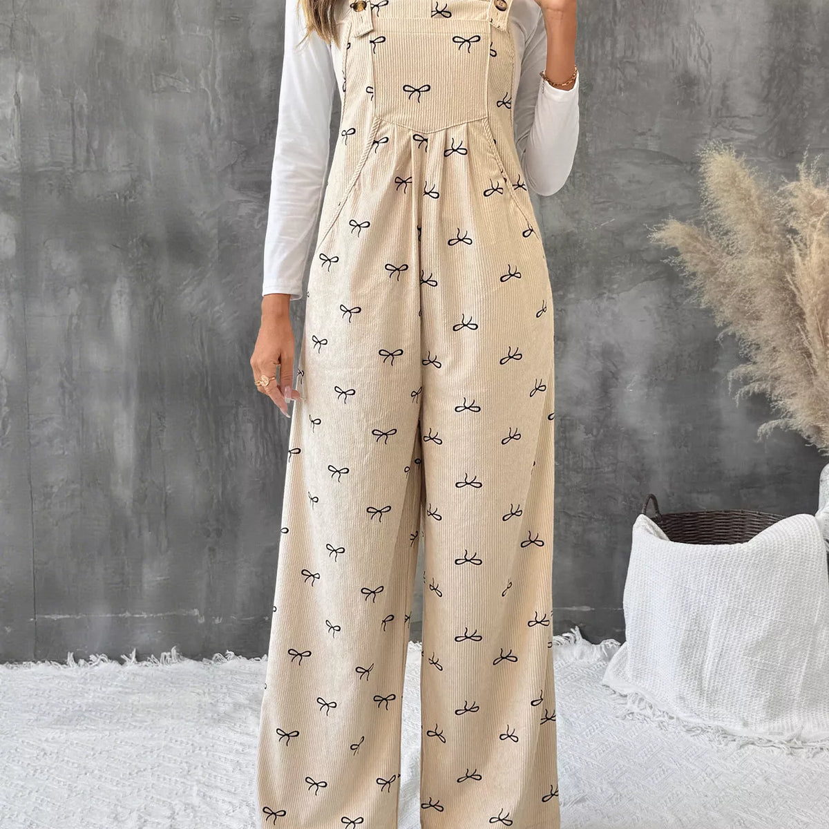 Bow Wide Leg Corduroy Overalls – Charming Charlie