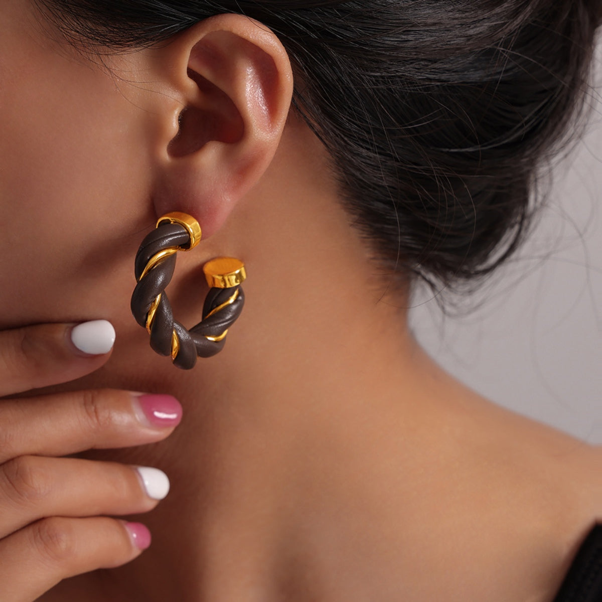 Twisted Leather Rope C-Hoop Earrings – Charming Charlie