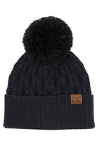 Black C.C Lurex Cable Pom Beanie