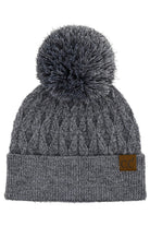 Dark Gray C.C Lurex Cable Pom Beanie