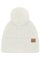 Ivory C.C Lurex Cable Pom Beanie