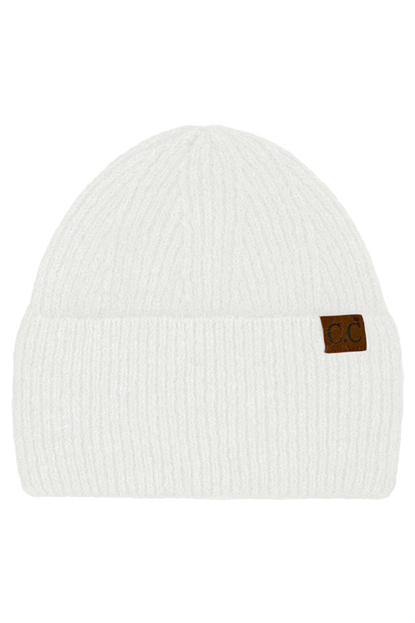Ivory C.C Mohair Feel Wide Cuff Beanie