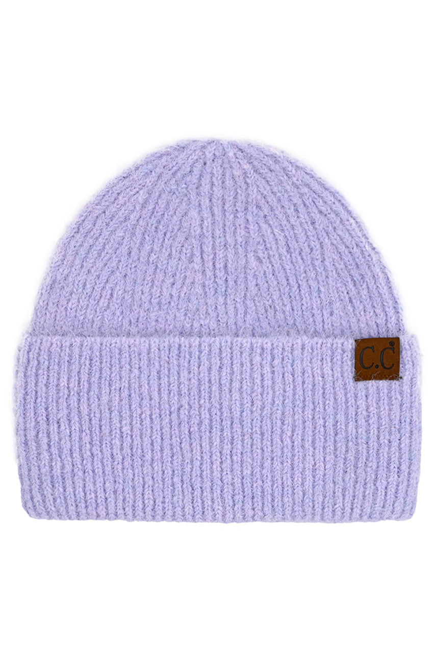 Lavender C.C Mohair Feel Wide Cuff Beanie