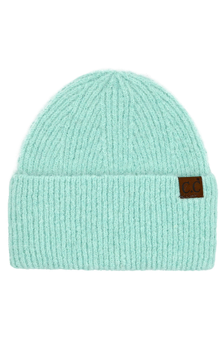 Mint C.C Mohair Feel Wide Cuff Beanie