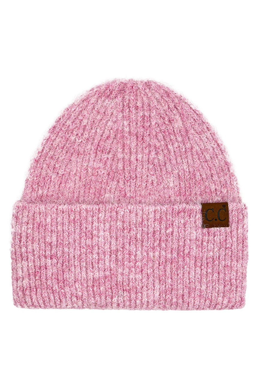 Pink C.C Mohair Feel Wide Cuff Beanie