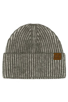 Gray C.C Contrast Color Stripes Cuff Beanie
