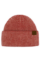 Mauve C.C Contrast Color Stripes Cuff Beanie