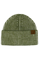 Olive C.C Contrast Color Stripes Cuff Beanie