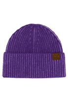Purple C.C Contrast Color Stripes Cuff Beanie