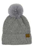 Gray C.C Sequin with Pom Beanie