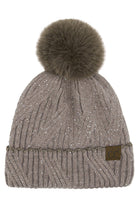 Taupe C.C Sequin with Pom Beanie