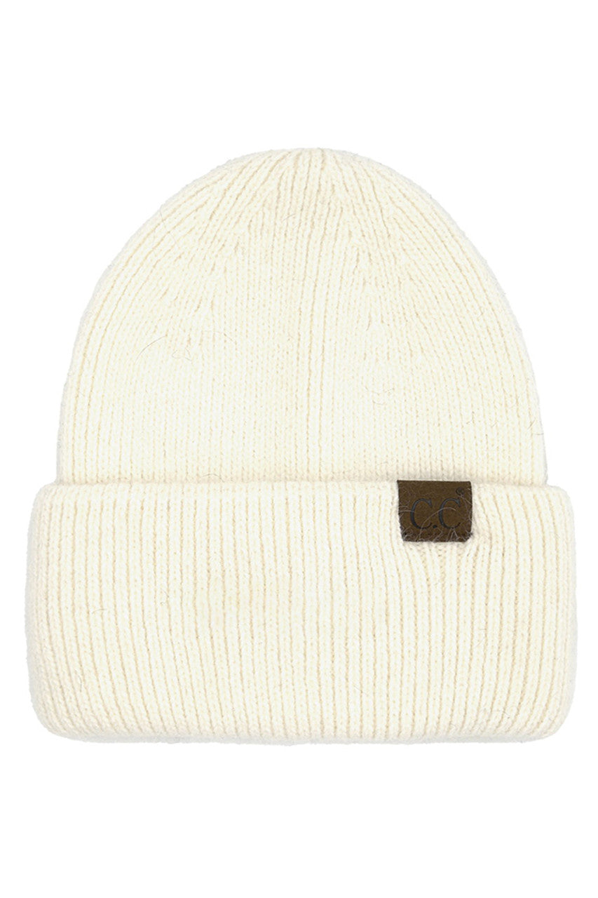 Ivory C.C Double Cuff Beanie Hat