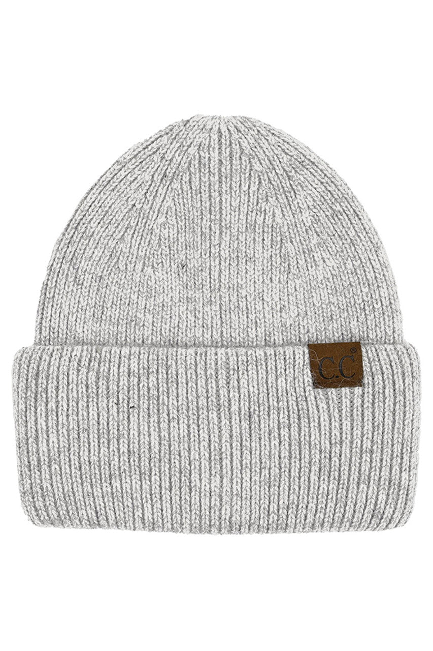 Light Gray C.C Double Cuff Beanie Hat
