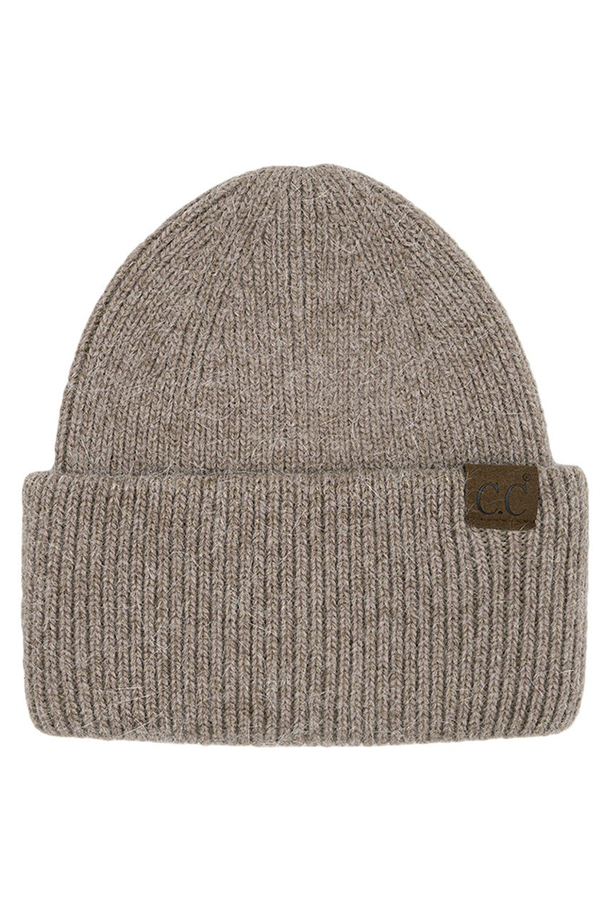 Taupe C.C Double Cuff Beanie Hat