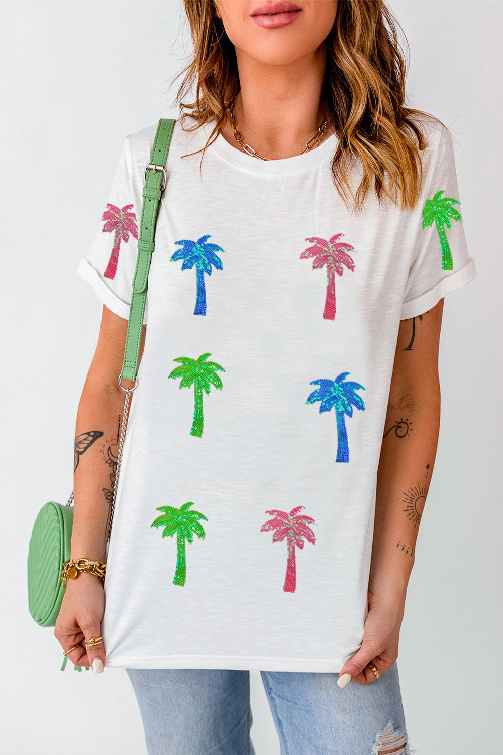 Coconut Palm Round Neck Short Sleeve T-Shirt - Charming Charlie