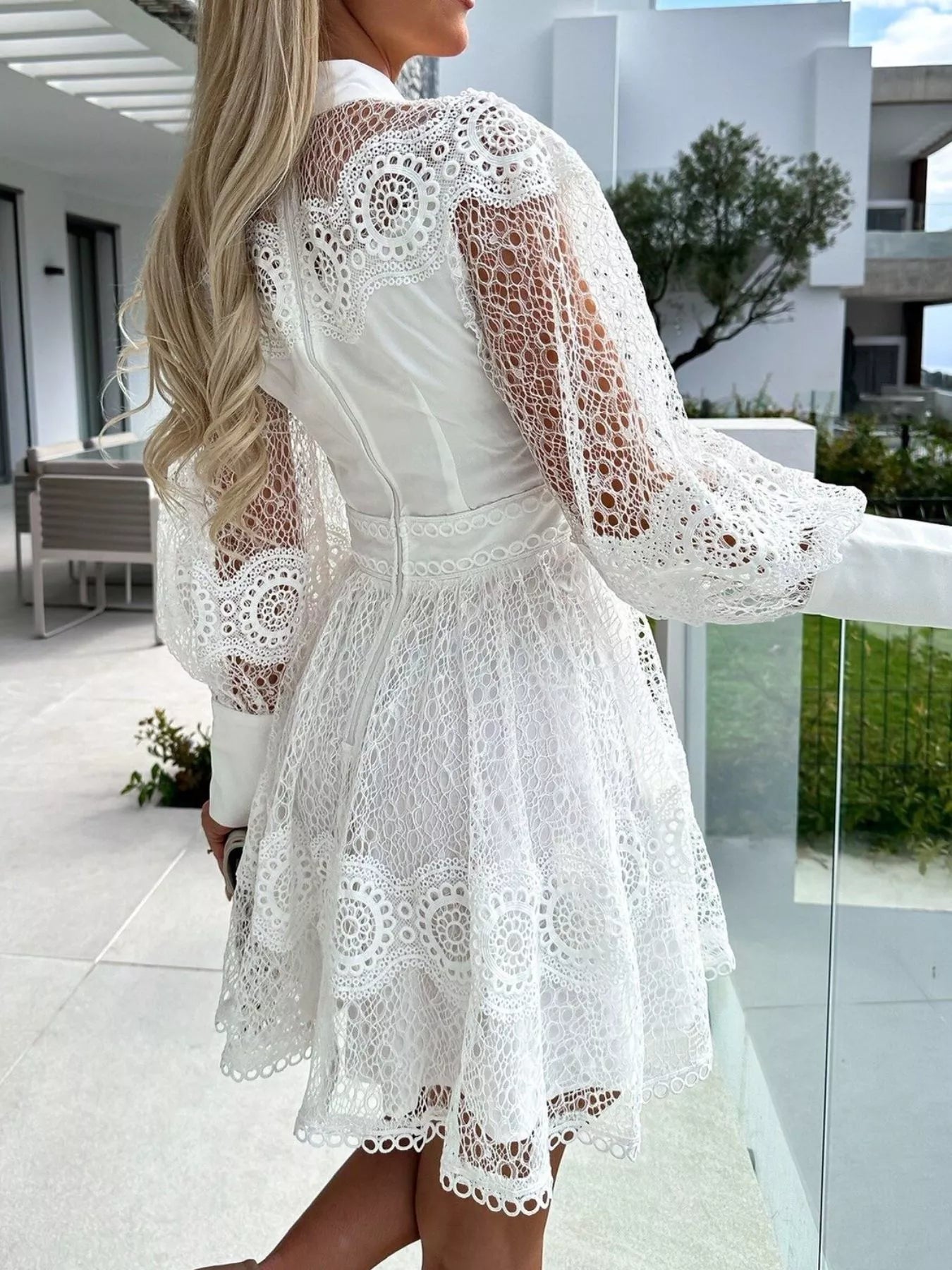 Lace Lantern Sleeve Mini Dress  Charming Charlie