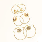 Set Of 6 Novelty Multi Stud And Hoop Earrings - Charming Charlie