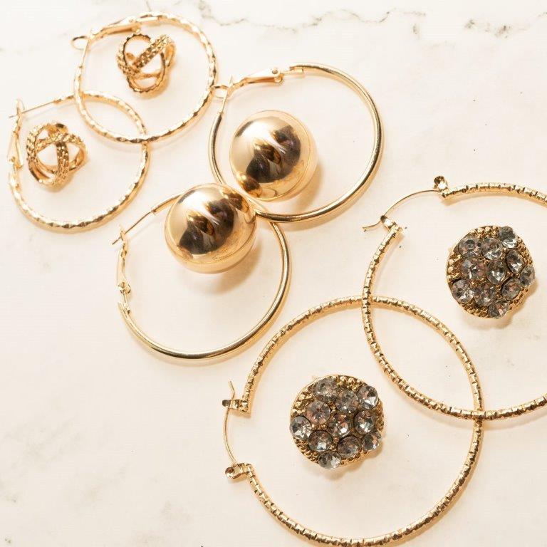 Set Of 6 Novelty Multi Stud And Hoop Earrings - Charming Charlie