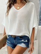 V-Neck Batwing Sleeve Knit Top - Charming Charlie