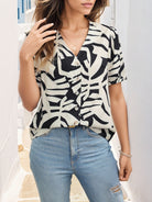 Printed Button Up Short Sleeve Shirt - Charming Charlie