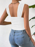 Textured Square Neck Wide Strap Tank - Charming Charlie