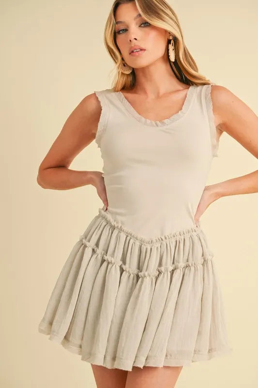 Aemi+Co Frill Sleeveless Drop Waist Mini Dress – Charming Charlie