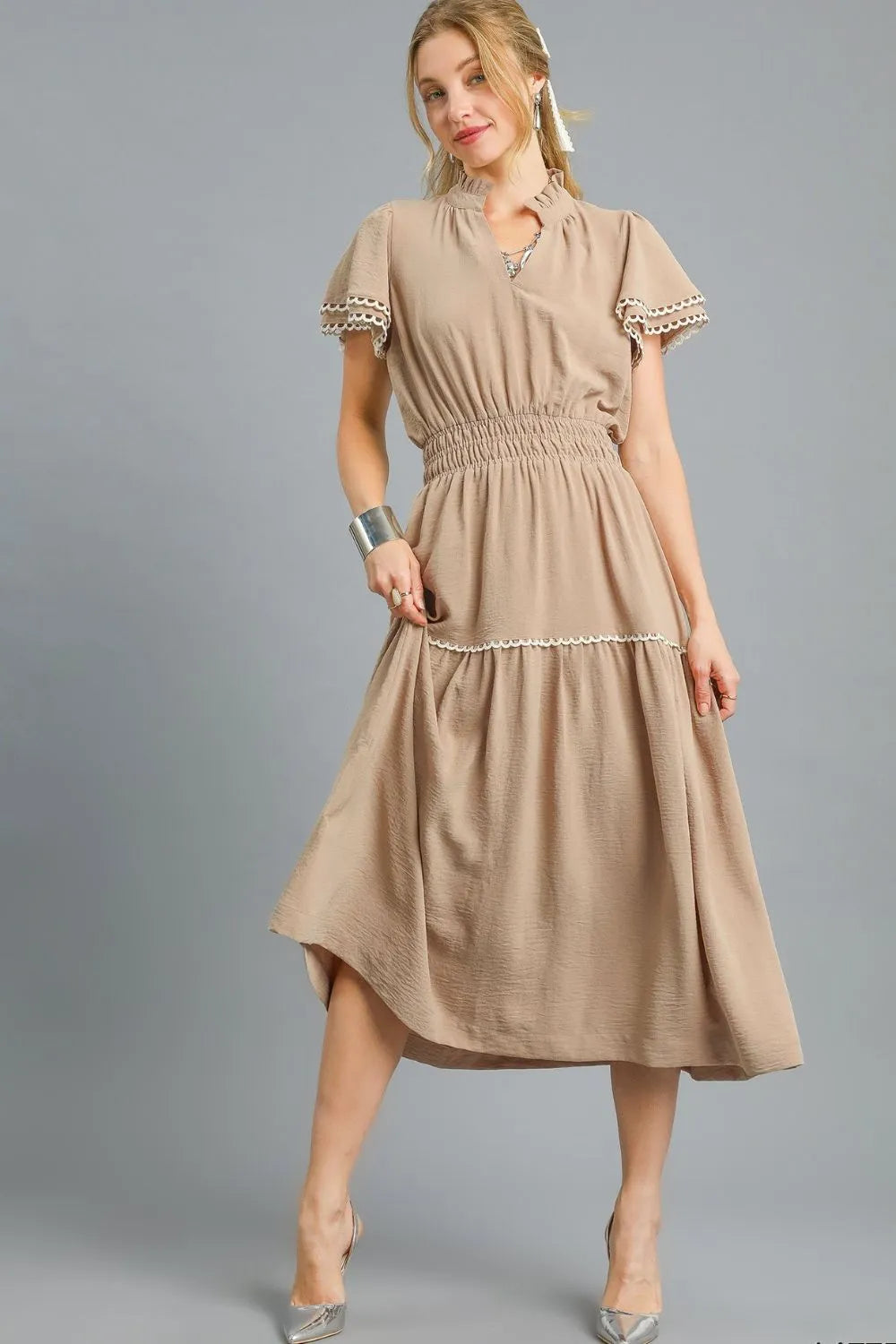 Umgee Tiered Flutter Sleeve Midi Dress Charming Charlie Umgee Tiered Flutter Sleeve Midi Dress Charming Charlie