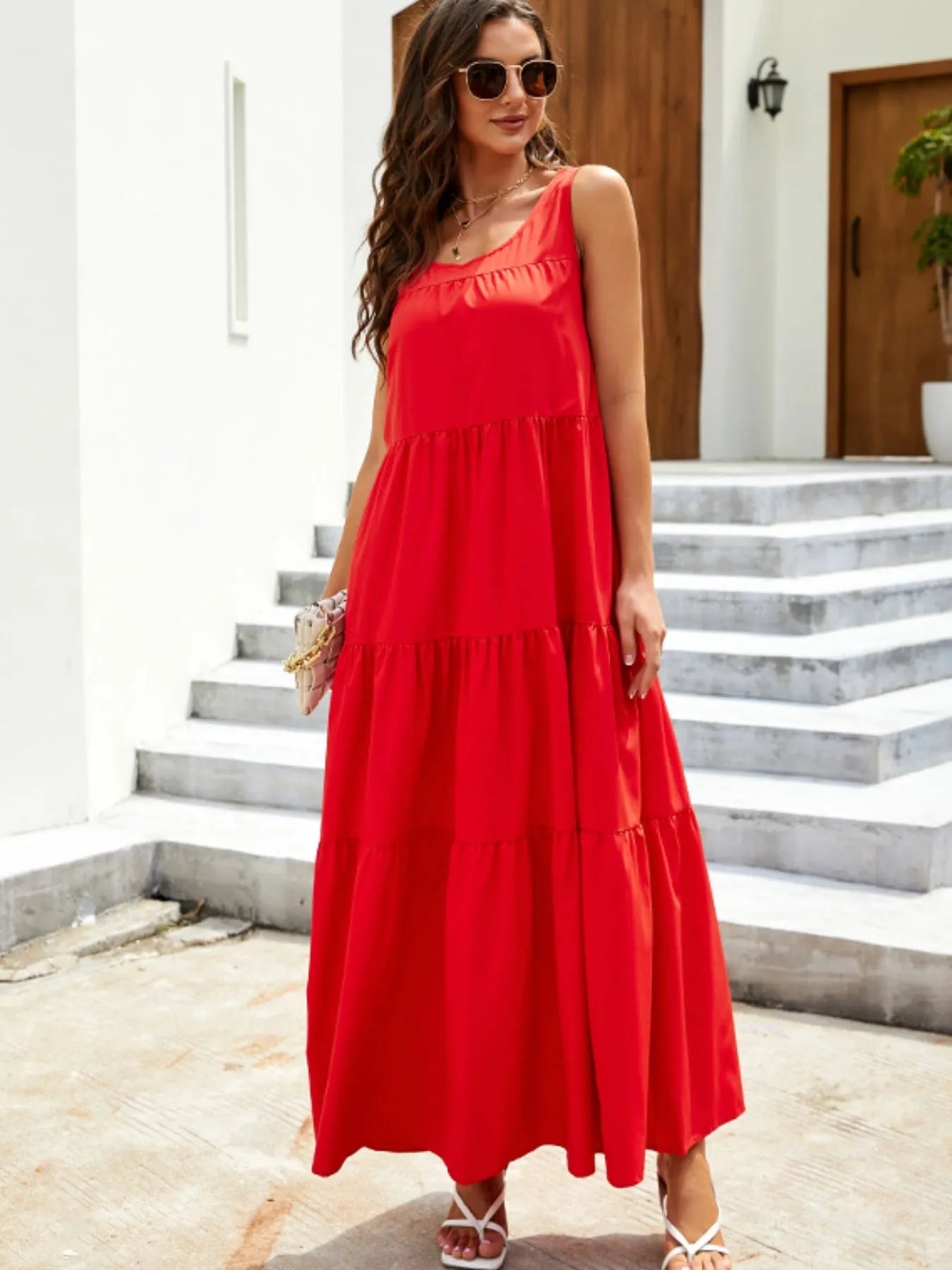 chinese dress ladies Sleeveless Tiered Maxi Dress main image 0