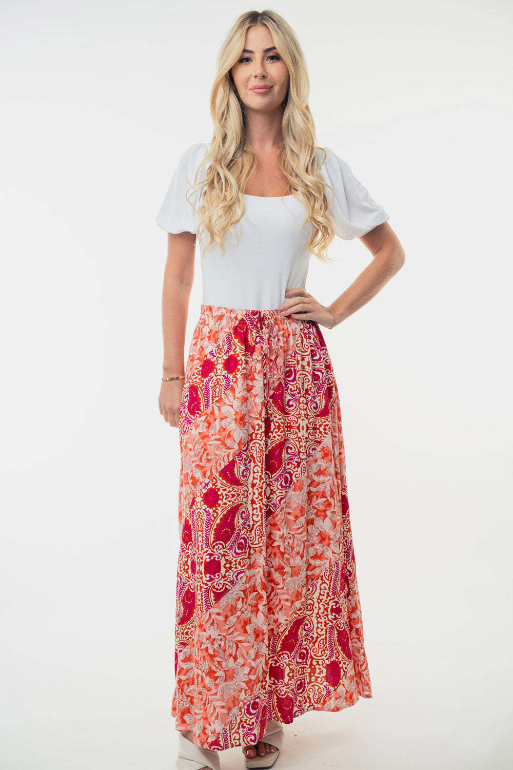 White Dogwood Flower Wrap Skirt by DM/AD Richmond